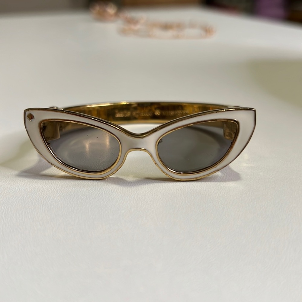 kate spade new york 12k Gold-Plated White Sunglasses Bangle Bracelet